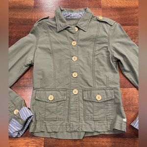 Hollister Utility Jacket Olive Green Juniors Size Medium Button Up
